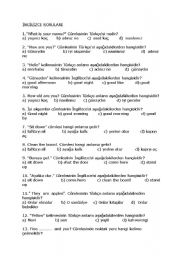 English worksheet: general questions  for the 4th grade