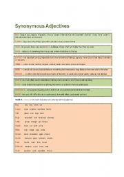 English worksheet: Synonymous  Adjectives