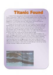 English Worksheet: Titanic found