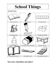 English Worksheet: school things