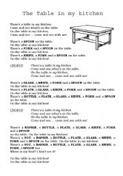 English Worksheet: On the table in my Kitchen