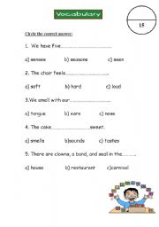 English worksheet: vocabulary test