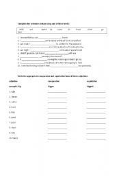 English worksheet: Simple Past and Comparatives-Superlatives