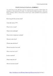 English worksheet: The listening excercise - SURVEY