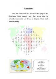 English Worksheet: Continents
