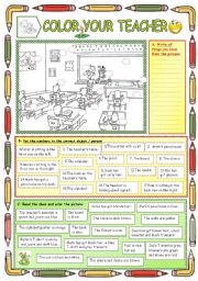 English Worksheet: Color your teacher:-)