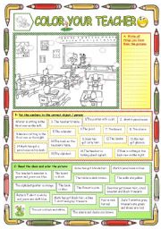 English Worksheet: Color your teacher:-)