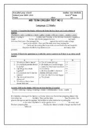 English Worksheet: 8th form test