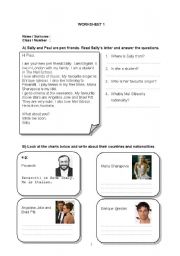 English Worksheet: nationality