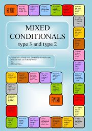 English Worksheet: Mixed Conditionals - a boardgame (editable)