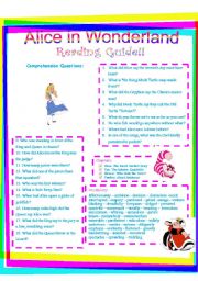 English Worksheet: Alice Adventures in Wonderland - Chapters 9, 10, 11, & 12