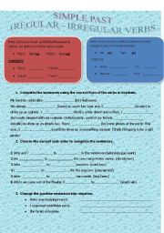 English Worksheet: Simple past (regular - irregular verbs