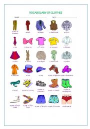 English Worksheet: vocabulary of clothes