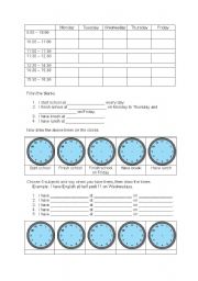 English Worksheet: Timetable