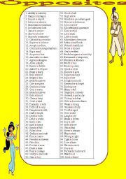 English Worksheet: 100 Opposites the most important and commonly