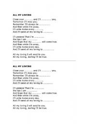 English worksheet: all my loving