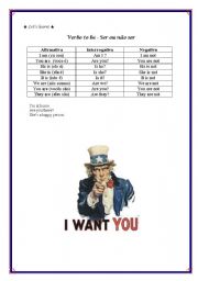 English worksheet: to be verb