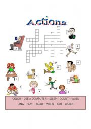 English worksheet: Actions crossword puzzle