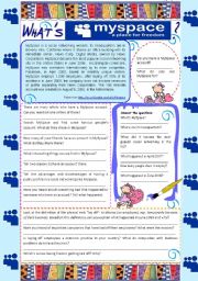 Whats Myspace? - reading comprehension **fully editable