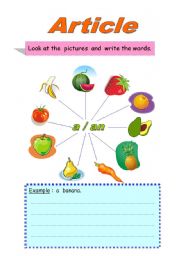 English worksheet: article