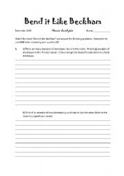 English Worksheet: Bend it Like Beckham Movie Analysis