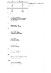 English Worksheet: Object Pronouns