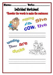 English worksheet: Activities in the Farm