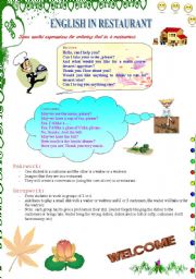 English Worksheet: English in restaurant (1)