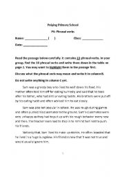 English worksheet: Phrasal verb passage