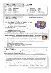 English Worksheet: Simple PastConversation Practice