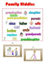 English Worksheet: Members of the Family Riddles