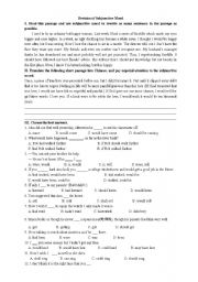 English Worksheet: Revision of Subjunctive Mood