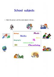 English Worksheet: school subjects