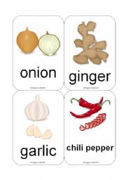 Fruit / Vegetable Flashcards (12 cards) (Herbs, Spices and Vegestables)