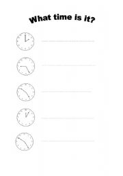 English worksheet: What time is it?