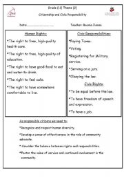 English Worksheet: Rights and Responsibilities.