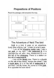 Preposition of position - comprehension task