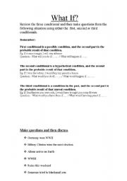 English worksheet: Conditionals In Use:- What if?