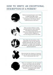 English Worksheet: How to write an exceptional description of a person vol. 1
