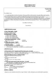 English Worksheet: reading comp & grammar