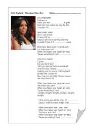 English Worksheet: Listening activity Kelly Rowland