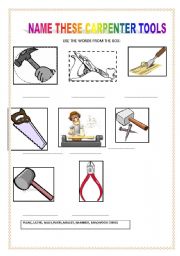 English Worksheet: CARPENTER TOOLS