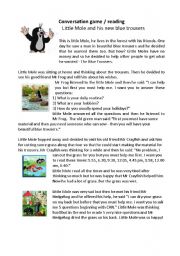 English Worksheet: Little Mole and his new trousers - READING and TASKS while reading