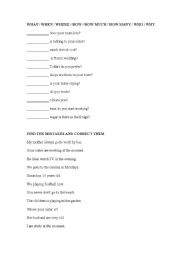 English Worksheet: QUESTION WORDS AND FIND THE MISTAKES