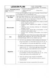 English Worksheet: lesson plan