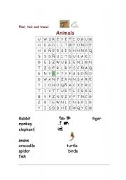 English worksheet: ANIMAL WORDSEARCH