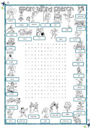 English Worksheet: Sport Word Search