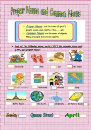 English Worksheet: Common Nouns & Proper Nouns 