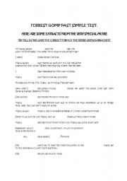 English Worksheet: FORREST GUMP PAST SIMPLE TEST