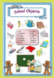 English Worksheet: School Objects